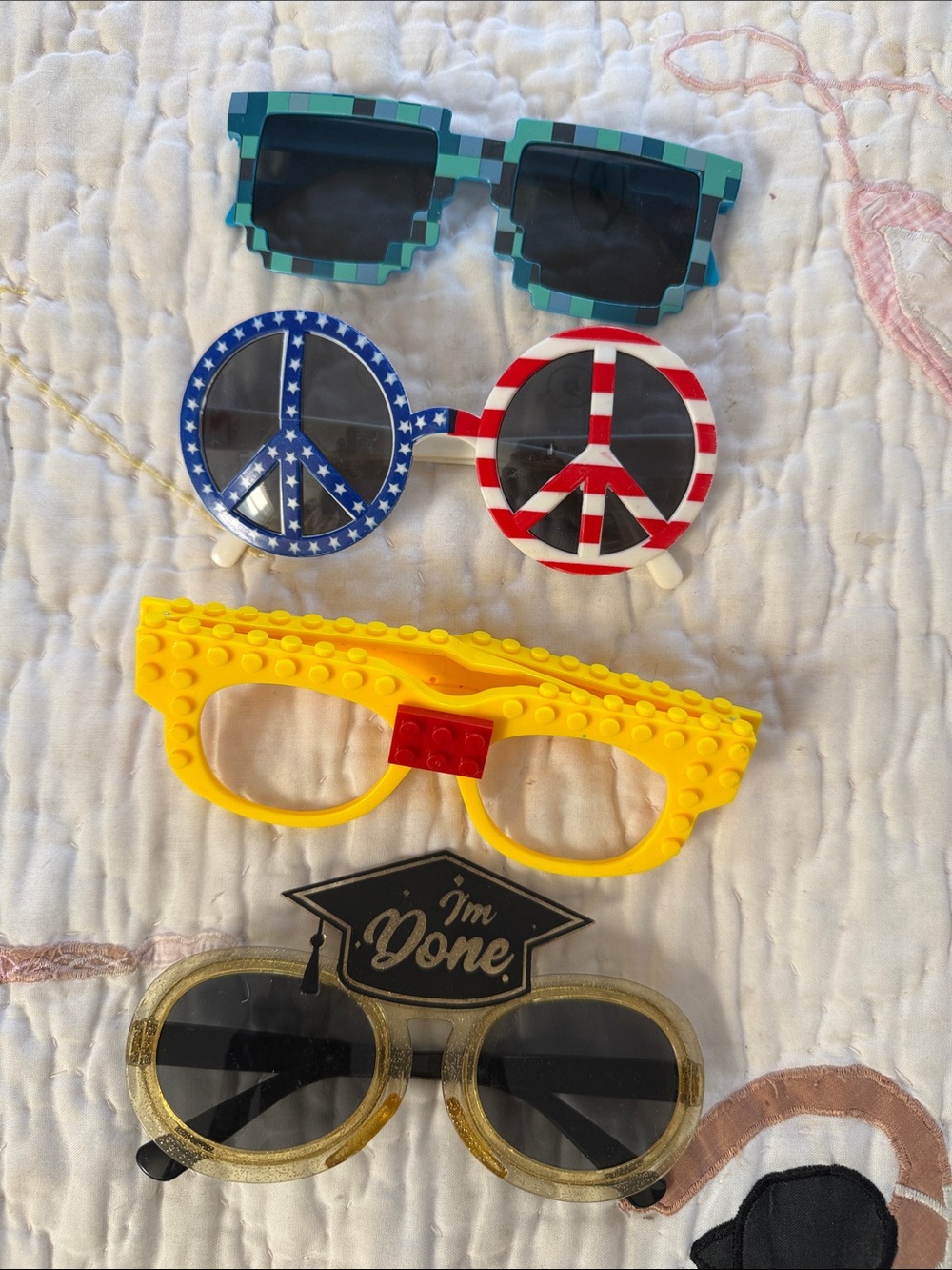 Novelty Sunglasses Bundle - Yellow, Blue, Red, Gold, Teal